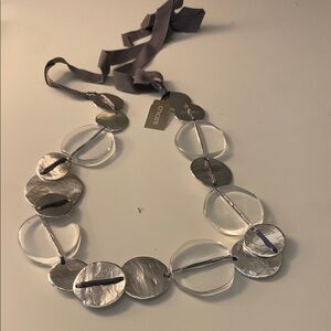 Silver and Gray Minimalist Disc Necklace